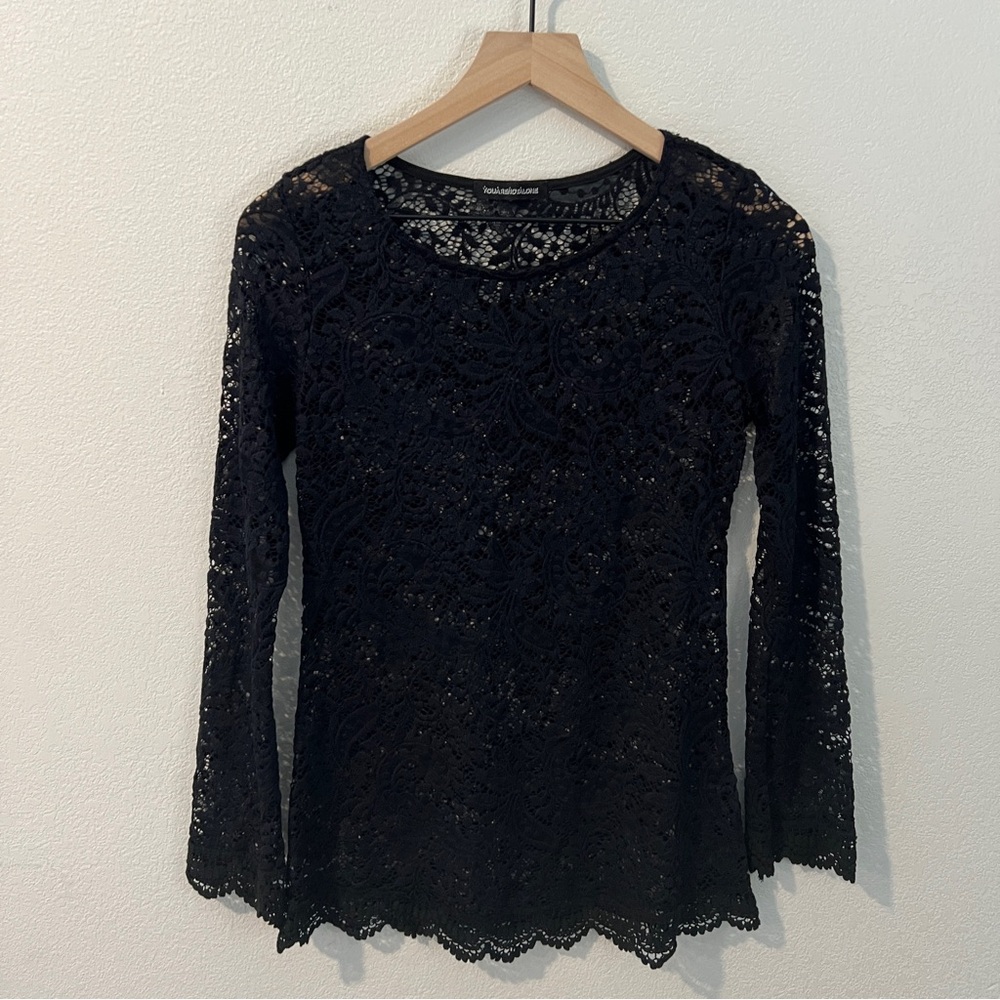 You Are Not Alone Black Lace Long Sleeve Top Size‎ S
